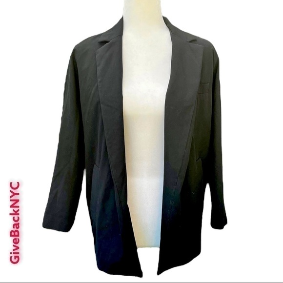 Zara Open Front Boyfriend Blazer Black XXS - Picture 2 of 4